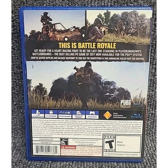 PS4 Playerunknowns Battlegrounds Sony PlayStation 4 No Manual Tested - Picture 2 of 4